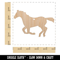Horse Running Solid Unfinished Craft Wood Holiday Christmas Tree DIY Pre-Drilled Ornament