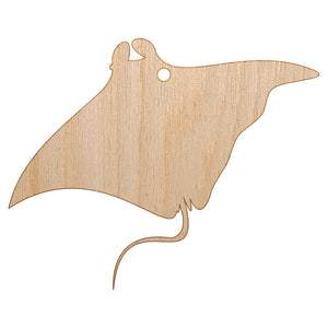 Manta Ray Solid Unfinished Craft Wood Holiday Christmas Tree DIY Pre-Drilled Ornament
