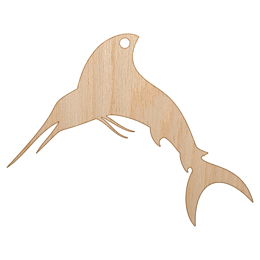 Marlin Fish Unfinished Craft Wood Holiday Christmas Tree DIY Pre-Drilled Ornament