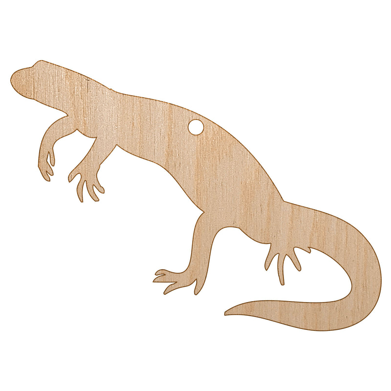 Newt Lizard Salamander Solid Unfinished Craft Wood Holiday Christmas Tree DIY Pre-Drilled Ornament