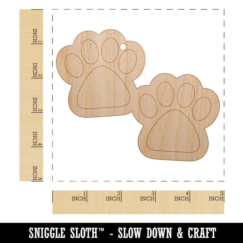 Paw Prints Pair Dog Cat Unfinished Craft Wood Holiday Christmas Tree DIY Pre-Drilled Ornament