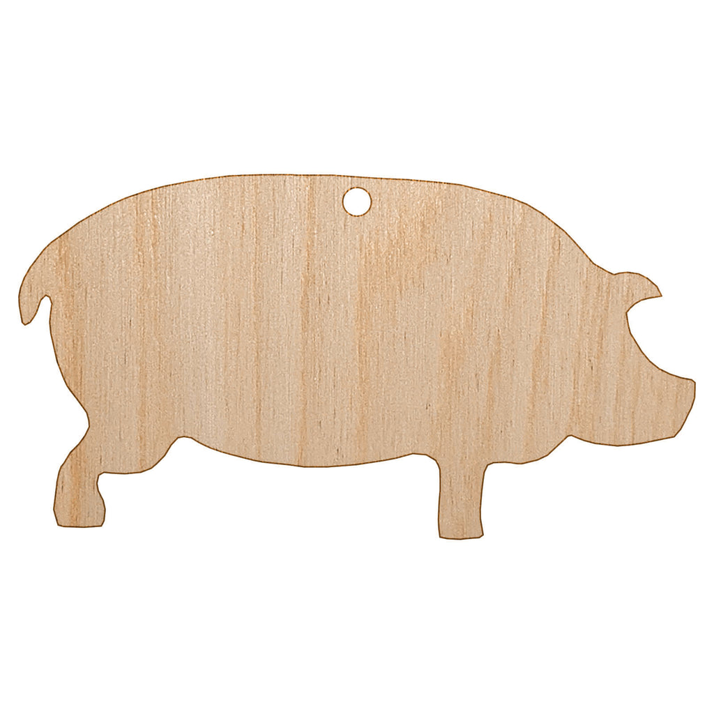 Pig Solid Side View Unfinished Craft Wood Holiday Christmas Tree DIY Pre-Drilled Ornament
