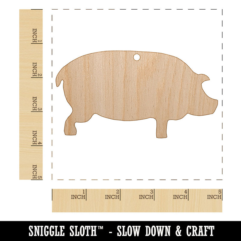 Pig Solid Side View Unfinished Craft Wood Holiday Christmas Tree DIY Pre-Drilled Ornament