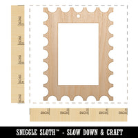 Postage Stamp Border Unfinished Craft Wood Holiday Christmas Tree DIY Pre-Drilled Ornament