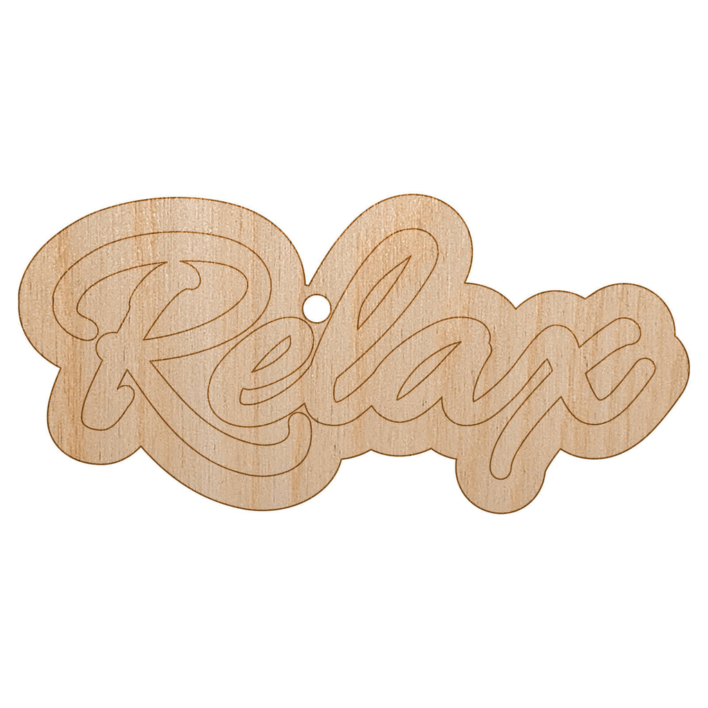 Relax Fun Text Unfinished Craft Wood Holiday Christmas Tree DIY Pre-Drilled Ornament