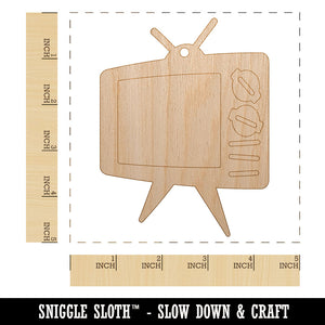 Retro TV Television Unfinished Craft Wood Holiday Christmas Tree DIY Pre-Drilled Ornament