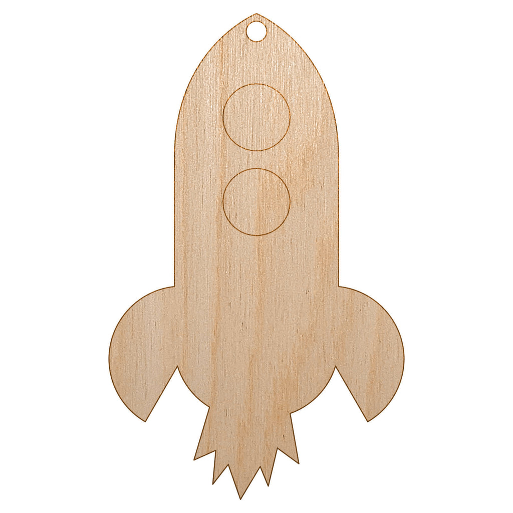 Rocket Ship Doodle Unfinished Craft Wood Holiday Christmas Tree DIY Pre-Drilled Ornament