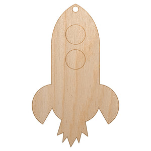 Rocket Ship Doodle Unfinished Craft Wood Holiday Christmas Tree DIY Pre-Drilled Ornament