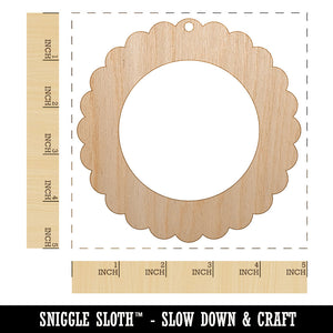Scallop Round Frame Unfinished Craft Wood Holiday Christmas Tree DIY Pre-Drilled Ornament
