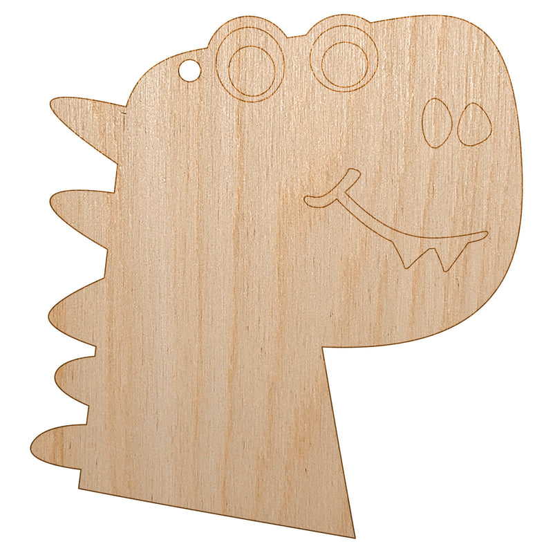 Silly Dinosaur Head Doodle Unfinished Craft Wood Holiday Christmas Tree DIY Pre-Drilled Ornament