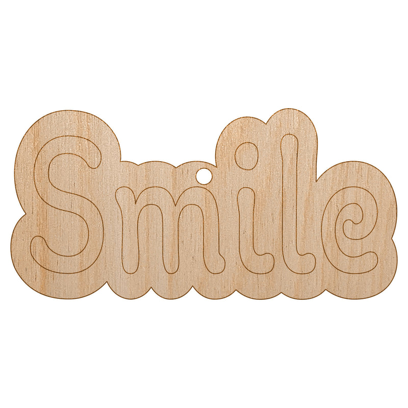 Smile Fun Text Unfinished Craft Wood Holiday Christmas Tree DIY Pre-Drilled Ornament