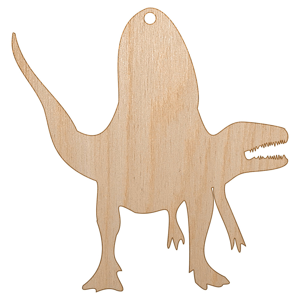 Spinosaurus Dinosaur Solid Unfinished Craft Wood Holiday Christmas Tree DIY Pre-Drilled Ornament