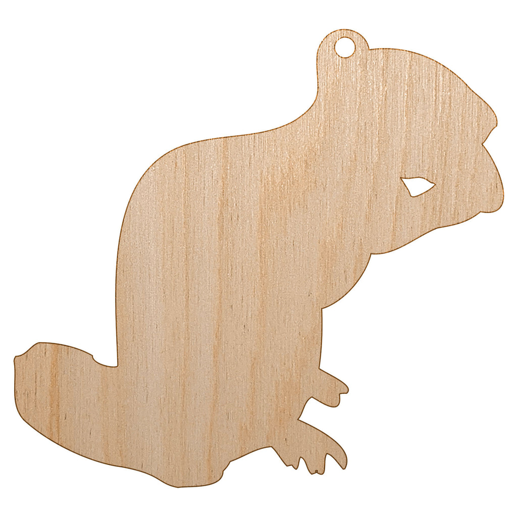 Squirrel Chipmunk Eating Solid Unfinished Craft Wood Holiday Christmas Tree DIY Pre-Drilled Ornament