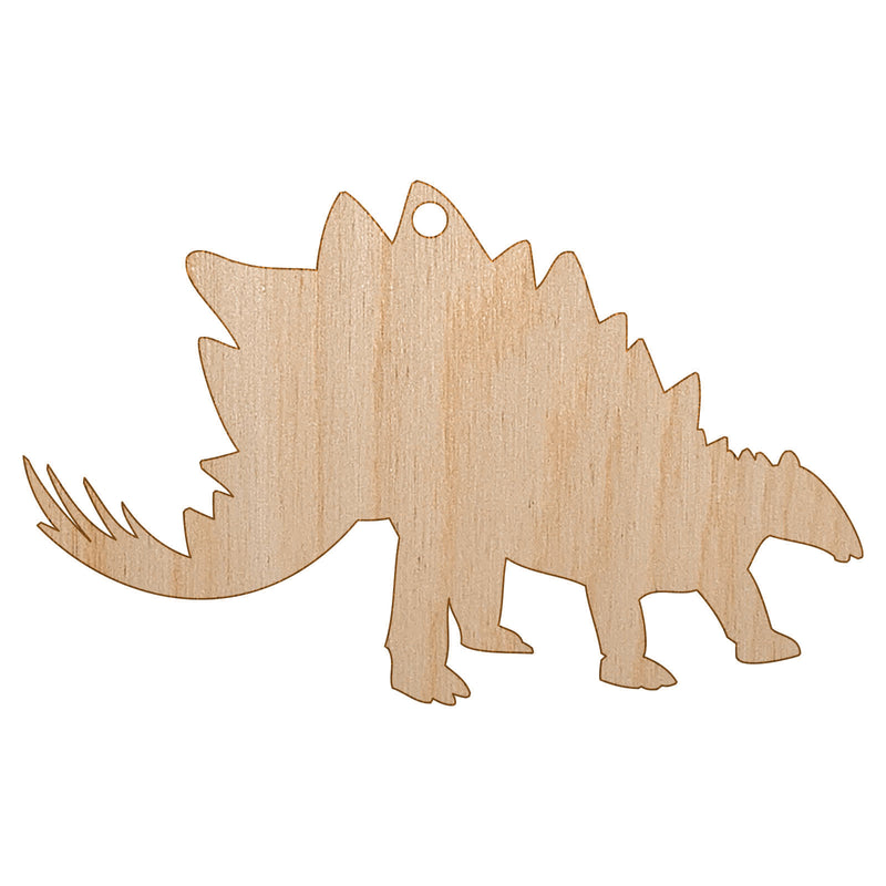 Stegosaurus Dinosaur Solid Unfinished Craft Wood Holiday Christmas Tree DIY Pre-Drilled Ornament