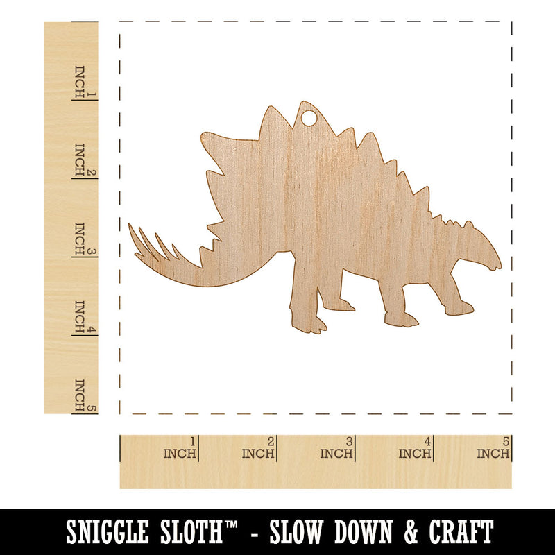 Stegosaurus Dinosaur Solid Unfinished Craft Wood Holiday Christmas Tree DIY Pre-Drilled Ornament