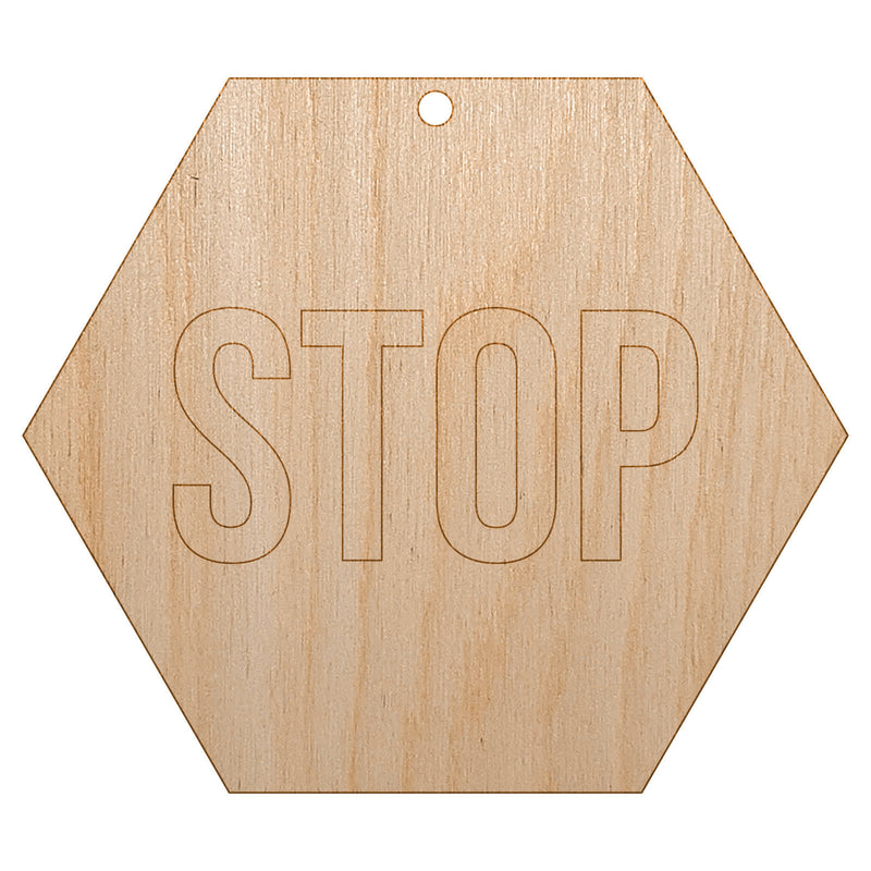 Stop Sign Unfinished Craft Wood Holiday Christmas Tree DIY Pre-Drilled Ornament