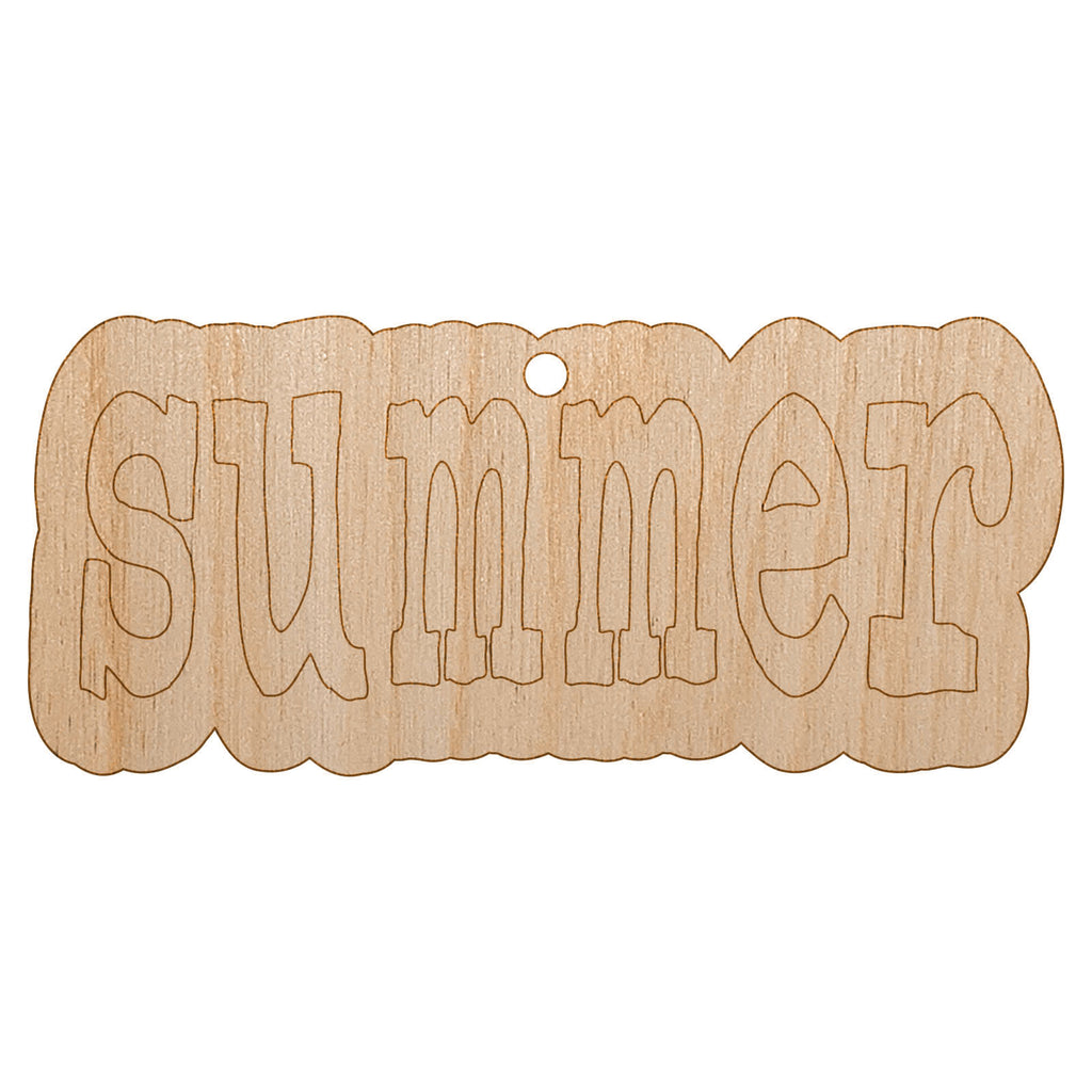 Summer Fun Text Unfinished Craft Wood Holiday Christmas Tree DIY Pre-Drilled Ornament