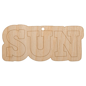 Sun Fun Text Unfinished Craft Wood Holiday Christmas Tree DIY Pre-Drilled Ornament
