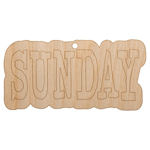 Sunday Text Unfinished Craft Wood Holiday Christmas Tree DIY Pre-Drilled Ornament