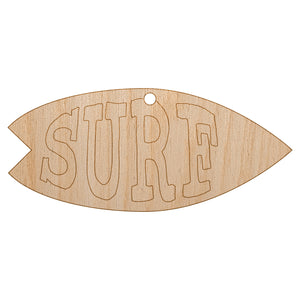 Surfing Surfboard Fun Text Unfinished Craft Wood Holiday Christmas Tree DIY Pre-Drilled Ornament