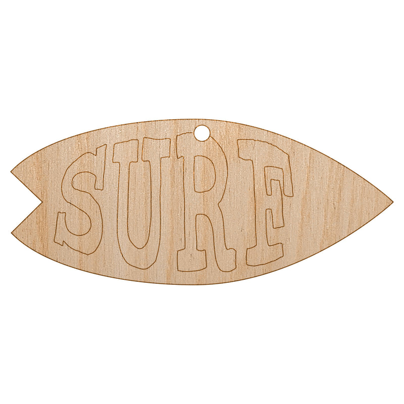 Surfing Surfboard Fun Text Unfinished Craft Wood Holiday Christmas Tree DIY Pre-Drilled Ornament