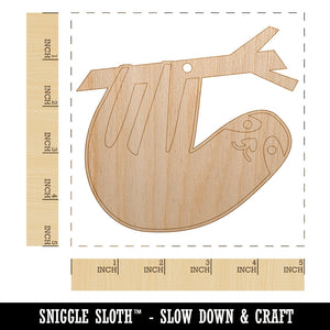 Sweet Sloth Hanging from Tree Unfinished Craft Wood Holiday Christmas Tree DIY Pre-Drilled Ornament