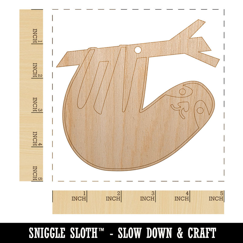 Sweet Sloth Hanging from Tree Unfinished Craft Wood Holiday Christmas Tree DIY Pre-Drilled Ornament