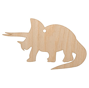 Triceratops Dinosaur Solid Unfinished Craft Wood Holiday Christmas Tree DIY Pre-Drilled Ornament