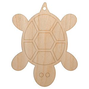 Turtle Top View Unfinished Craft Wood Holiday Christmas Tree DIY Pre-Drilled Ornament