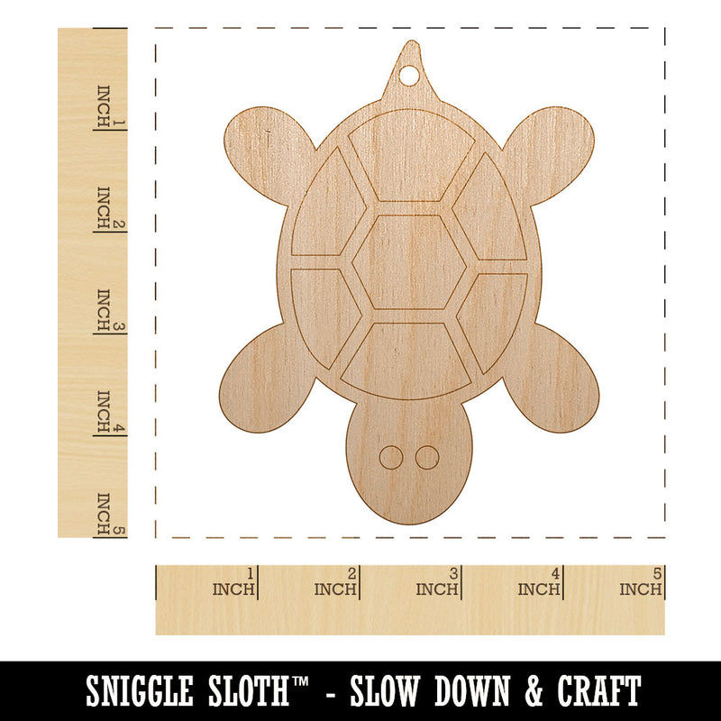 Turtle Top View Unfinished Craft Wood Holiday Christmas Tree DIY Pre-Drilled Ornament