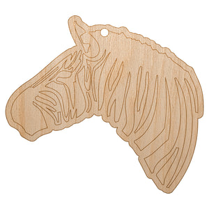 Zebra Head Profile Sketch Unfinished Craft Wood Holiday Christmas Tree DIY Pre-Drilled Ornament