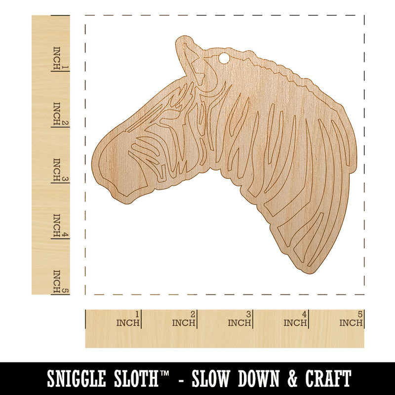 Zebra Head Profile Sketch Unfinished Craft Wood Holiday Christmas Tree DIY Pre-Drilled Ornament
