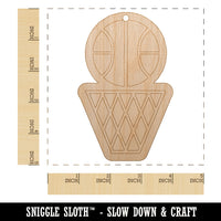 Basketball and Hoop Unfinished Craft Wood Holiday Christmas Tree DIY Pre-Drilled Ornament