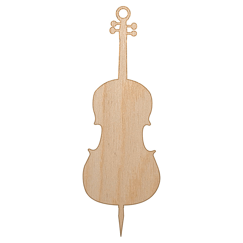 Cello Music Instrument Silhouette Unfinished Craft Wood Holiday Christmas Tree DIY Pre-Drilled Ornament