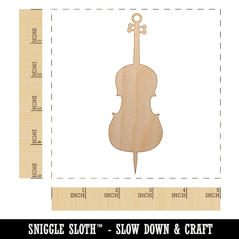 Cello Music Instrument Silhouette Unfinished Craft Wood Holiday Christmas Tree DIY Pre-Drilled Ornament
