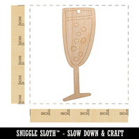 Champagne Glass Doodle Unfinished Craft Wood Holiday Christmas Tree DIY Pre-Drilled Ornament