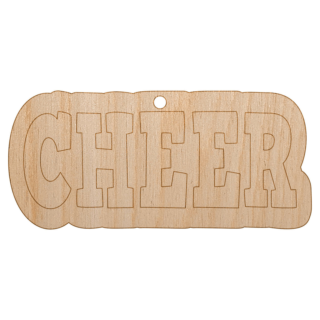 Cheer Cheerleading Fun Text Unfinished Craft Wood Holiday Christmas Tree DIY Pre-Drilled Ornament