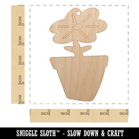 Flower Pot Doodle Unfinished Craft Wood Holiday Christmas Tree DIY Pre-Drilled Ornament