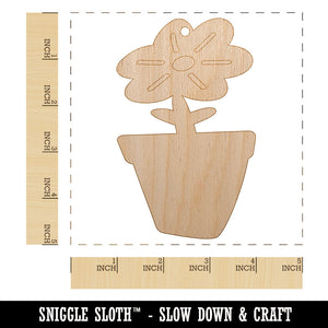 Flower Pot Doodle Unfinished Craft Wood Holiday Christmas Tree DIY Pre-Drilled Ornament