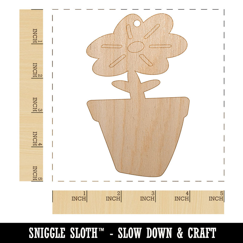 Flower Pot Doodle Unfinished Craft Wood Holiday Christmas Tree DIY Pre-Drilled Ornament