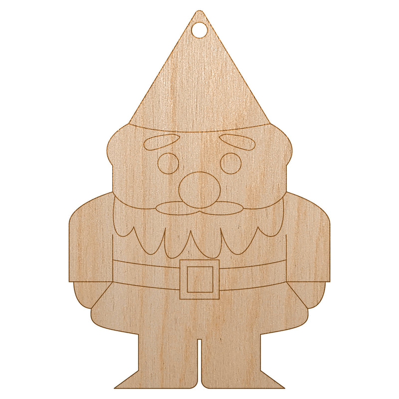 Gnome Solid Unfinished Craft Wood Holiday Christmas Tree DIY Pre-Drilled Ornament