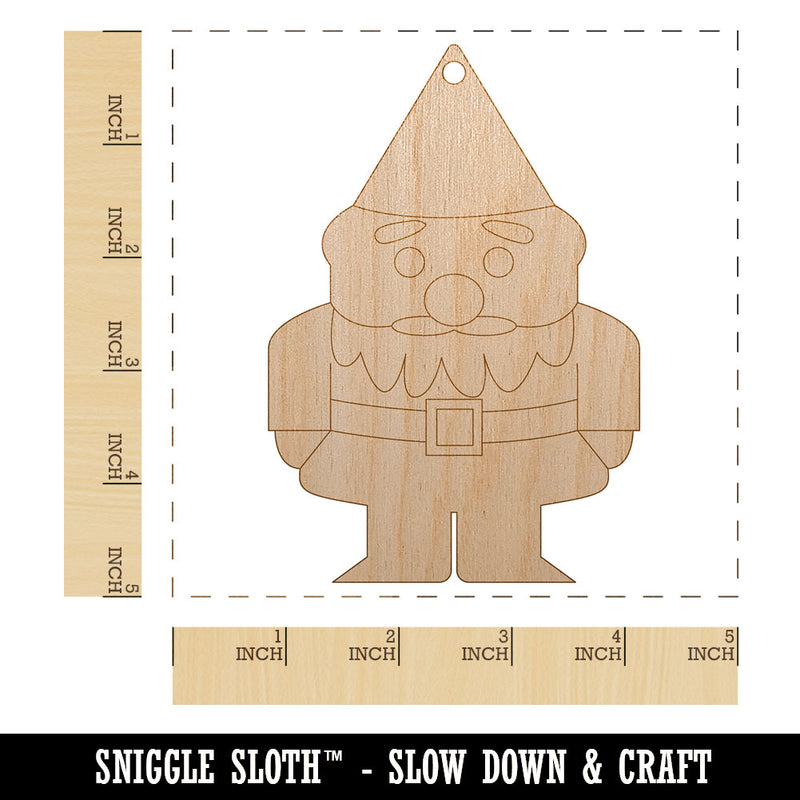 Gnome Solid Unfinished Craft Wood Holiday Christmas Tree DIY Pre-Drilled Ornament