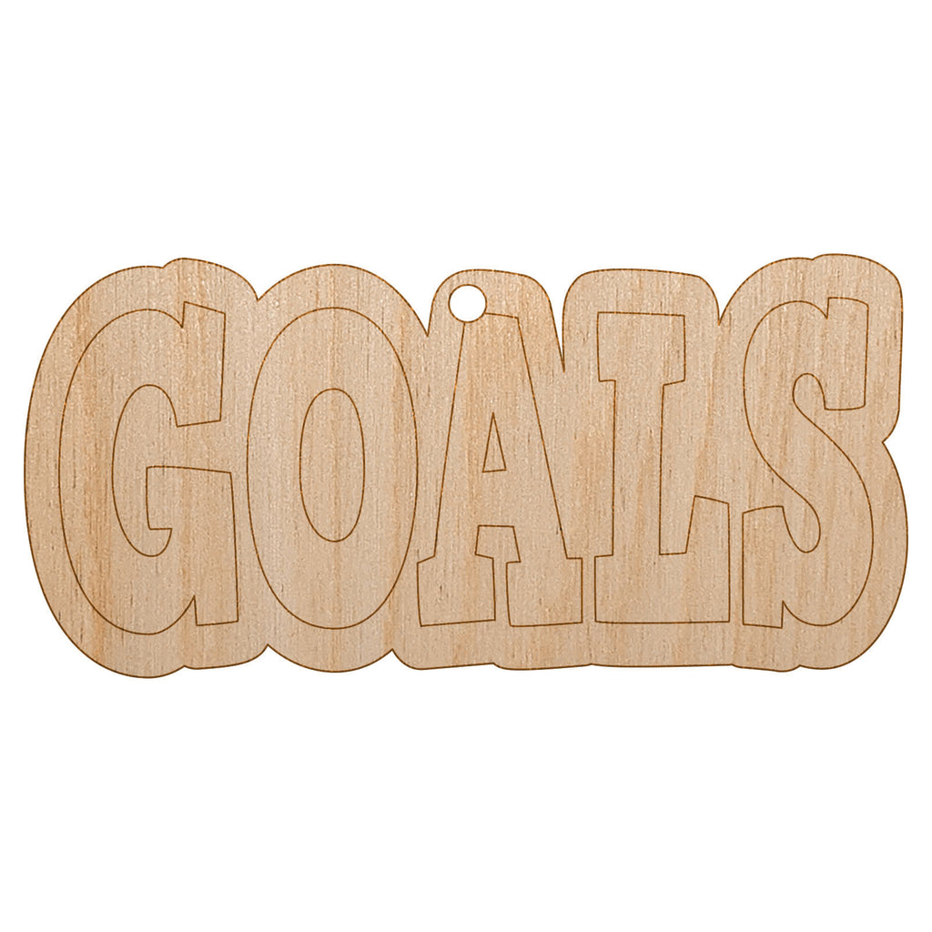 Goals Bold Text Unfinished Craft Wood Holiday Christmas Tree DIY Pre-Drilled Ornament