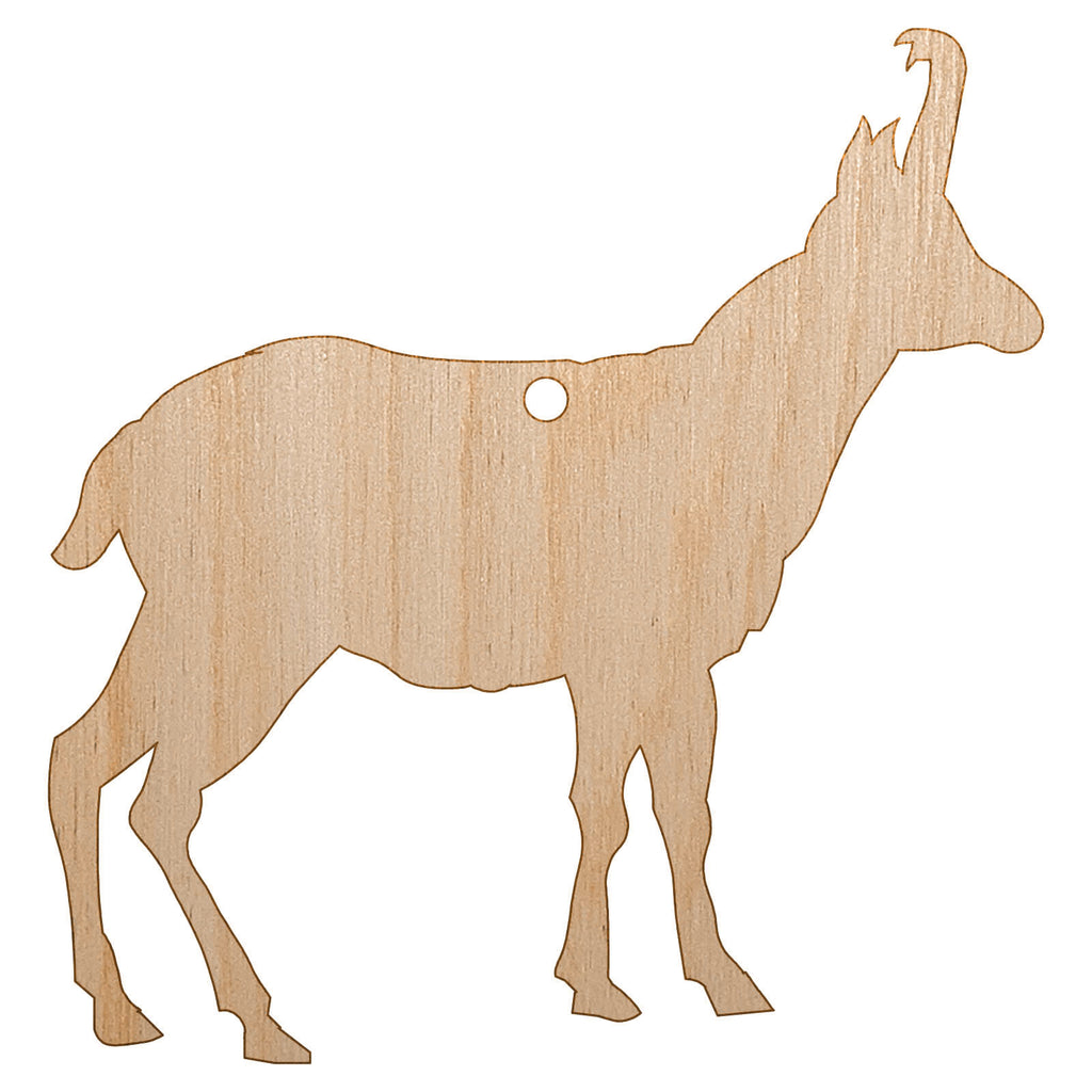 Goat Right Facing Solid Unfinished Craft Wood Holiday Christmas Tree DIY Pre-Drilled Ornament