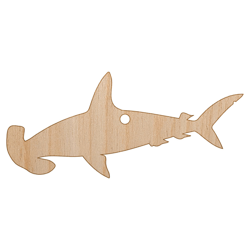 Hammerhead Shark Solid Unfinished Craft Wood Holiday Christmas Tree DIY Pre-Drilled Ornament