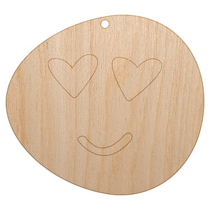Heart Eye Love Emoticon Face Doodle Unfinished Craft Wood Holiday Christmas Tree DIY Pre-Drilled Ornament