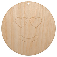 Heart Eyes Love Happy Face Emoticon Unfinished Craft Wood Holiday Christmas Tree DIY Pre-Drilled Ornament