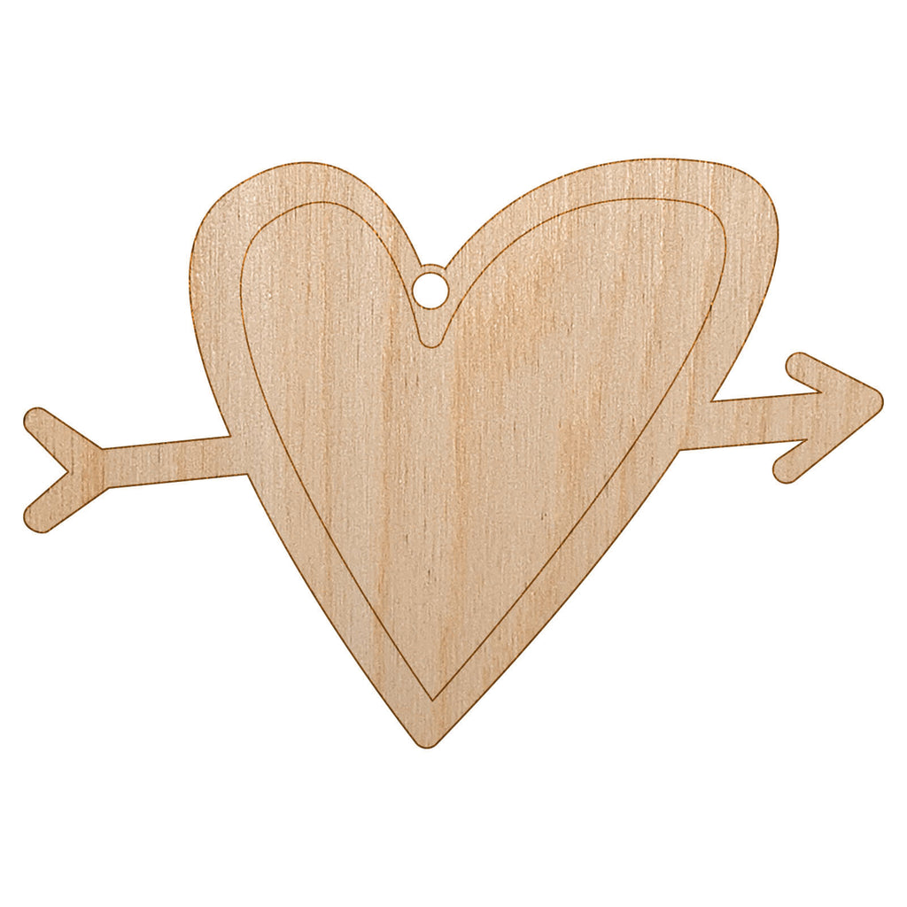 Heart Outline with Arrow Unfinished Craft Wood Holiday Christmas Tree DIY Pre-Drilled Ornament