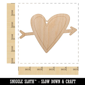 Heart Outline with Arrow Unfinished Craft Wood Holiday Christmas Tree DIY Pre-Drilled Ornament
