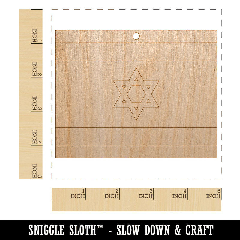 Israel Flag Unfinished Craft Wood Holiday Christmas Tree DIY Pre-Drilled Ornament